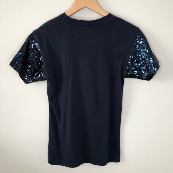 Star Wars Darth Vader Navy Blue Graphic T-Shirt with Sequin Sleeves Size Small - Picture 5 of 5